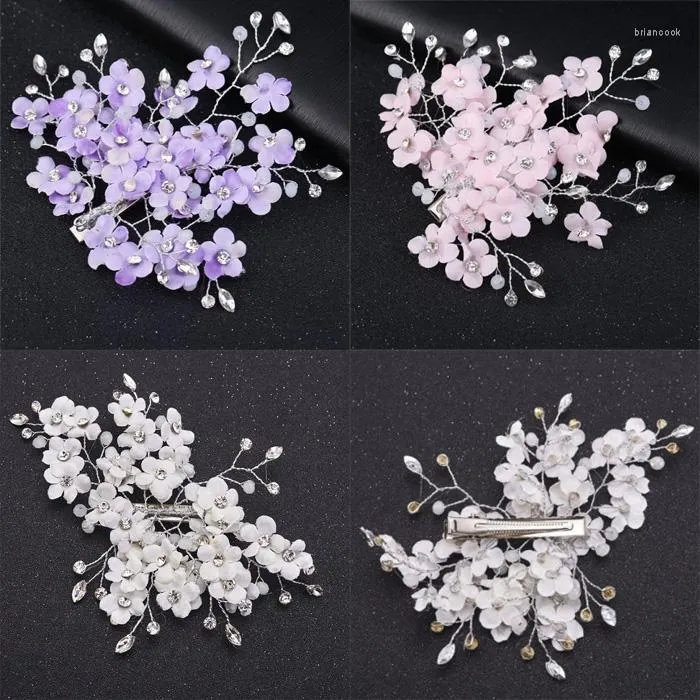 Pinces à cheveux violet clair lavande rose blanc bleu fleur peignes de mariée coiffure accessoires de mariage de bal épingles à bijoux