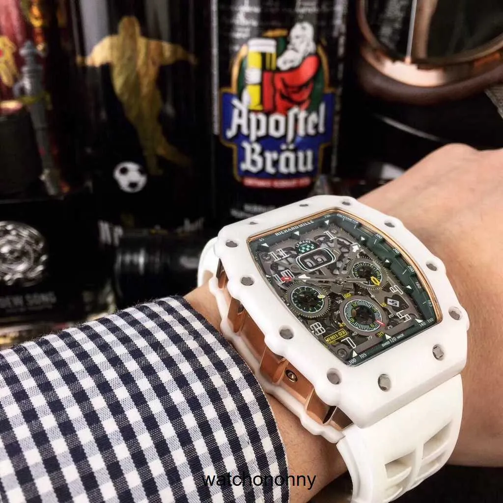 Ontwerper Ri mliles Luxe horloges Automatisch mechanisch horloge Richa Milles Rm11-03 Zwitsers uurwerk Saffierspiegel Geïmporteerde rubberen horlogeband Herensport MerkFJXG