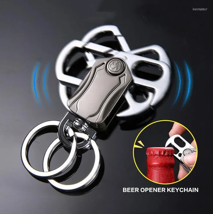 Schlüsselanhänger Tragbarer Bieröffner Schlüsselanhänger 360 Grad drehbares Metall Fingertip Gyro Multi Tool Auto kreatives Geschenk für Männer
