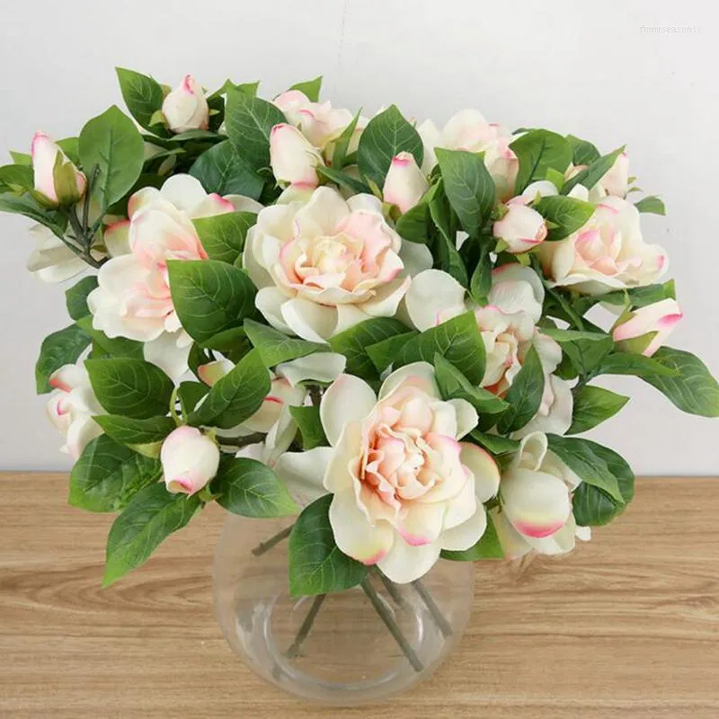 Decorative Flowers 5pcs Tea Rose Silk Flower Camellia Wedding Decoration Home Decorations Festival Products