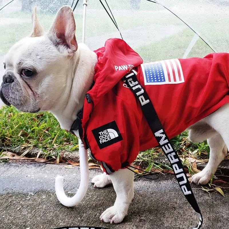 Regnrockar mode husdjur hund regnrock för hundkläder vattentät franska bulldoggkläder för hund regnkläder hoodie andningsbara valp husdjurskläder