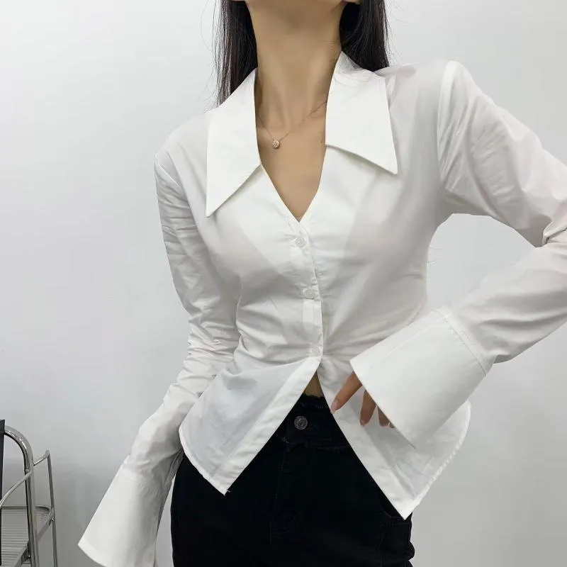 Blusas Para Mujeres Mujeres 2023 Diseno Primavera Verano Resumen Down Collar Femenino Camisas Delgadas Solidas Botones De Pecho De 18 93 DHgate