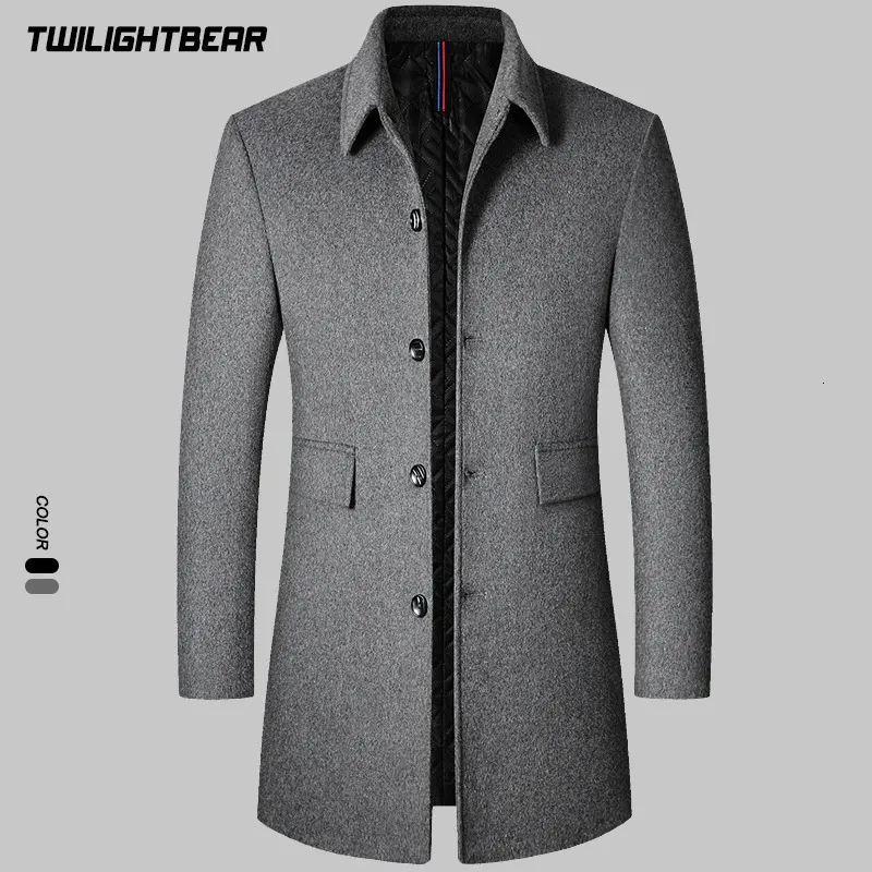 Erkek yün harmanlar kışlık ceketler erkek yün kat yüksek kaliteli iş rahat caots erkek giyim trençkot maskülino T3F2102 231128