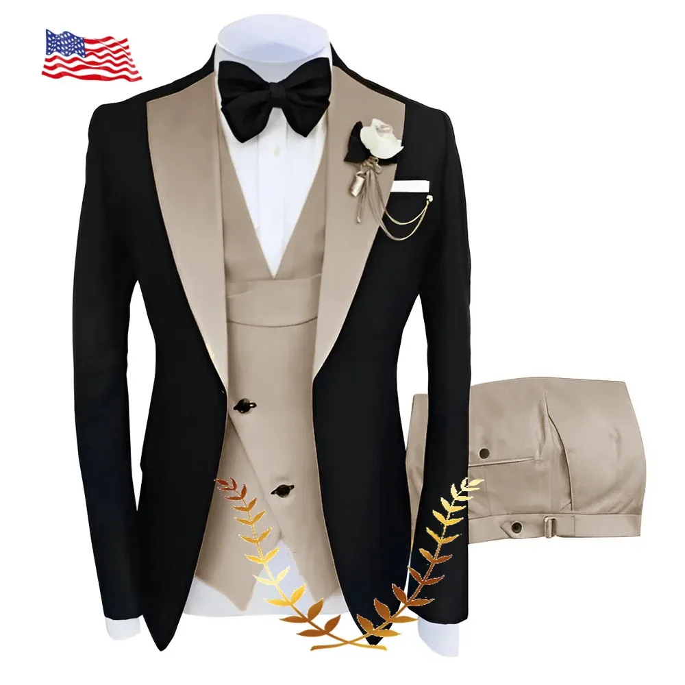 Costumes pour hommes Blazers Costume élégant Veste Pantalon Gilet Trois pièces Mariage Tuxedo Groom Robe de soirée Slim Fit Design Blazer 231128