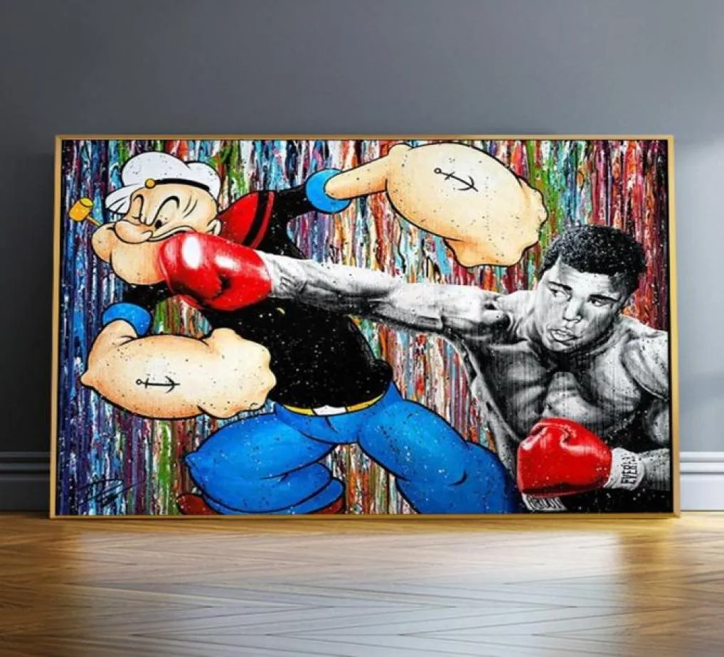 Modern graffiti art boxing match art decoration HD quality kindergarten kids children room picture room poster canvas painting2691346