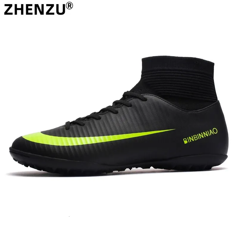 Chaussures de sécurité ZHENZU hommes noir gazon chaussures de football enfants crampons chaussures de football formation bottes de football haute cheville Sport baskets taille 35-45 231129