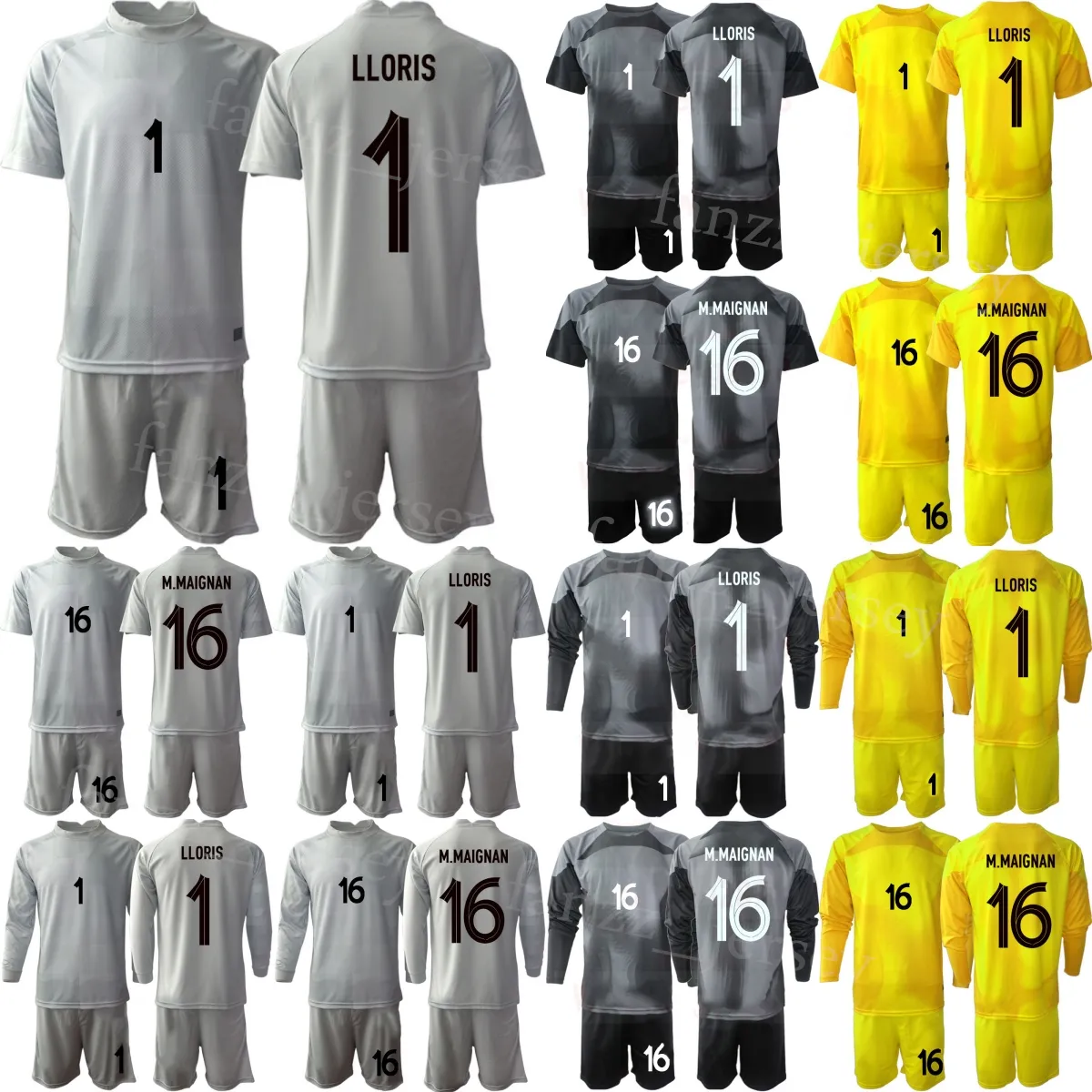 National Team French Goalkeeper GK Youth Mike Maignan Jersey Soccer Set Long Sleeve Goalie 1 Hugo Lloris 16 Steve Mandanda 23 Alphonse Areola Football Shirt 22/23