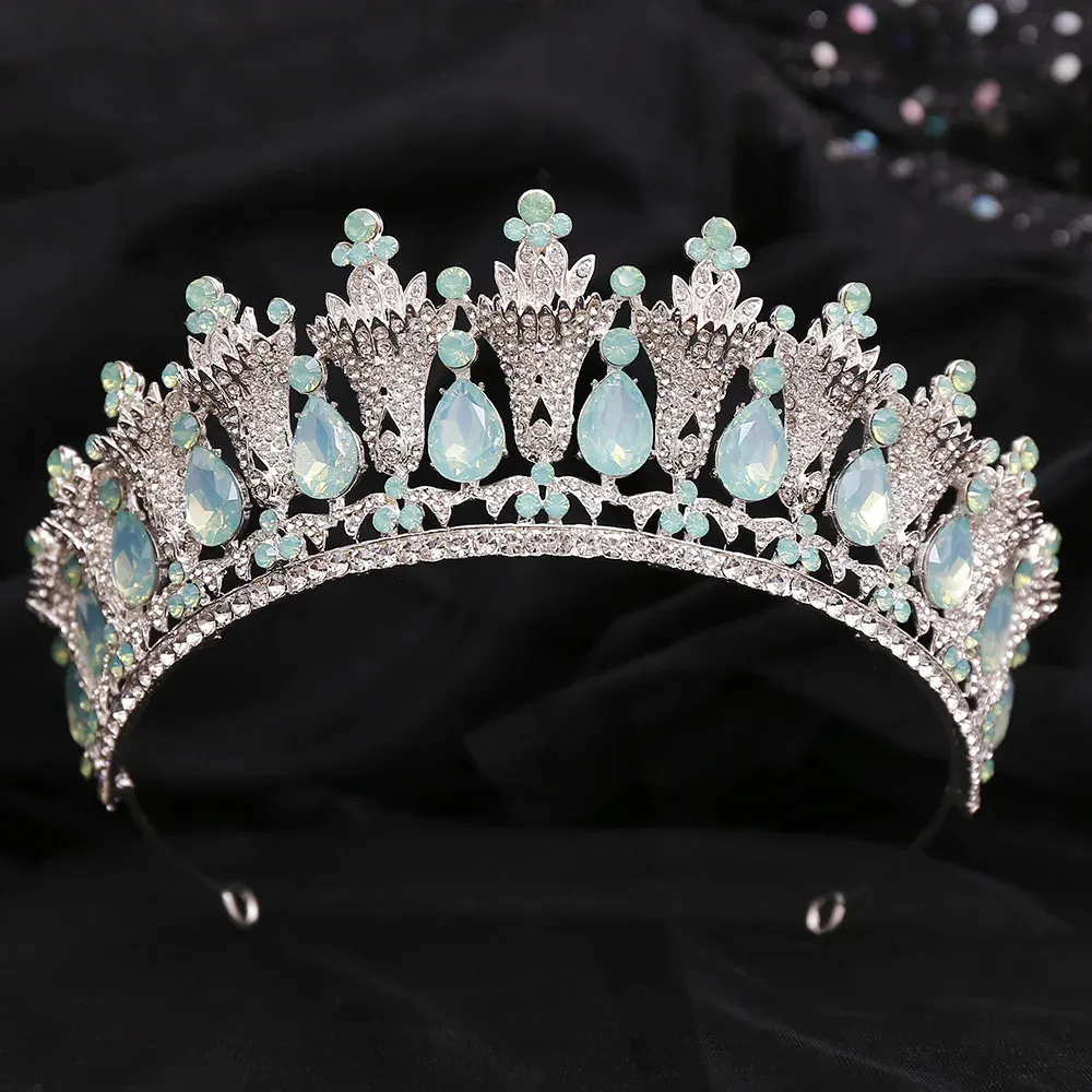 Joyería para el cabello de boda DIEZI barroco elegante princesa verde azul ópalo cristal tiara corona lujo reina tiara boda vestido accesorios joyería 231128