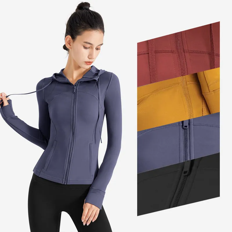 50%rabatt på Lu Hooded Jacket Women Workout Sweaters Fitness Yoga snabbtorkade andningsbara sporttröjor Kvinna som kör gymkläder