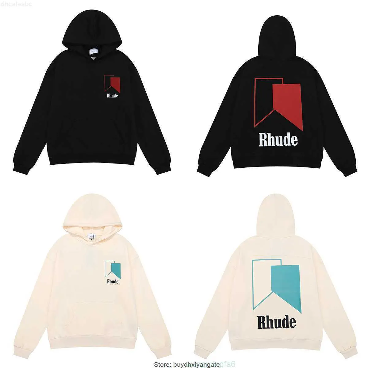 HBGI Män och kvinnliga tröjor Enastående designers Rhude Autumn and Winter Small Fashion Letter Printing High Weight Cotton Terry Hoo