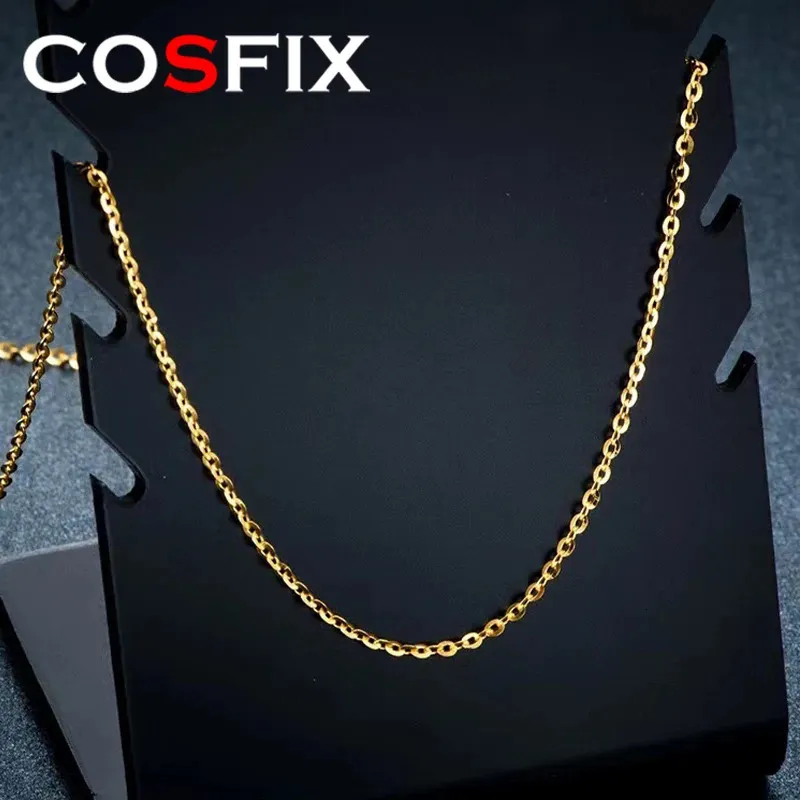 Chokers Cosfix Real 18k Gold O Shaped Chain Au750 Colar Puro para Mulheres e Homens Fine Jewelry Presente de Aniversário 231129