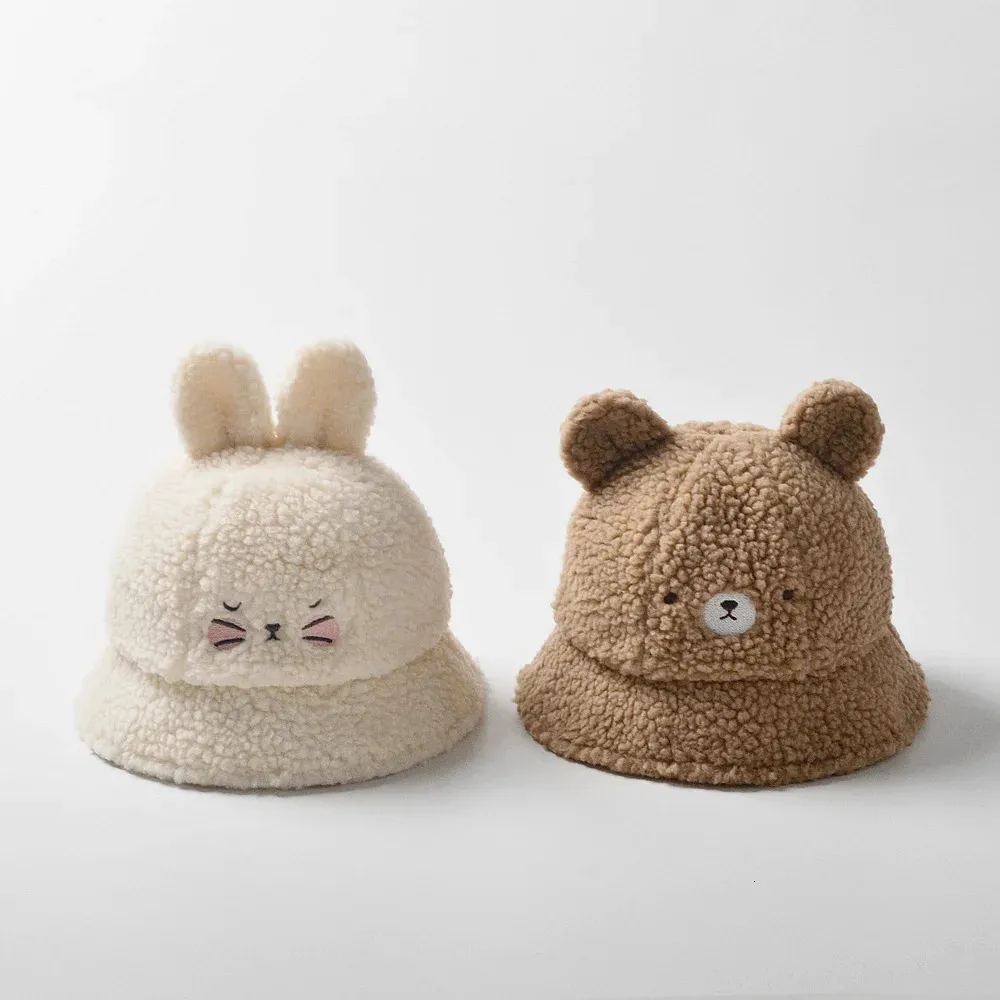 Bonés chapéus cervos jonmi inverno bebê crianças engrossar lã dos desenhos animados balde chapéus crianças crianças quentes chique ao ar livre bonés 231129