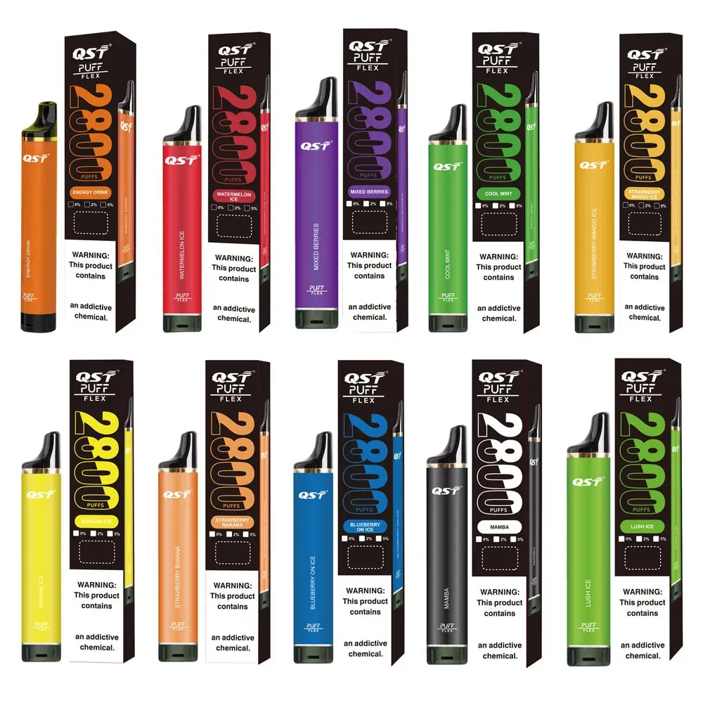 Puff Flex 2800 trekjes Elektronische sigaretten Wegwerp e-sigaret vape Penapparaat 850mAh Batterij Voorgevulde vape 25flavers op voorraad