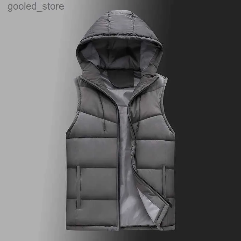 Männer Westen Winter Mit Kapuze Westen Männer Warme Homme Westen Mode Lässig Weste Ärmellose Jacken Für Männer Verdicken Parkas 6XL Q231129