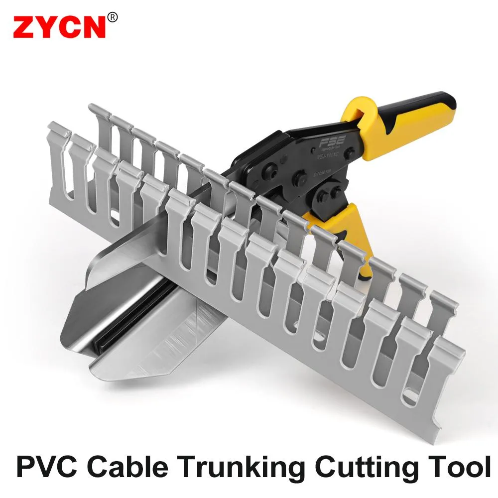 Tang PVC Wire Stripper Clamp Plastic Trunking Shear Adjustable Stripping Length Trim Cable Cutting Terminal 4590° VSJ110XC Scissors