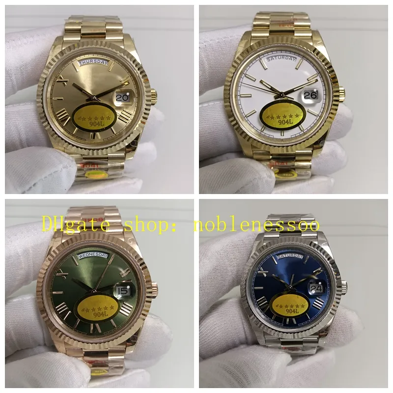 10 Style Real Photo Men 904L Steel Watch Mens 40mm 18k Yellow Gold 228238 White Green Champagne Dial 228239 V12 Rose Gold NF Cal.2836 Movement Automatic Watches