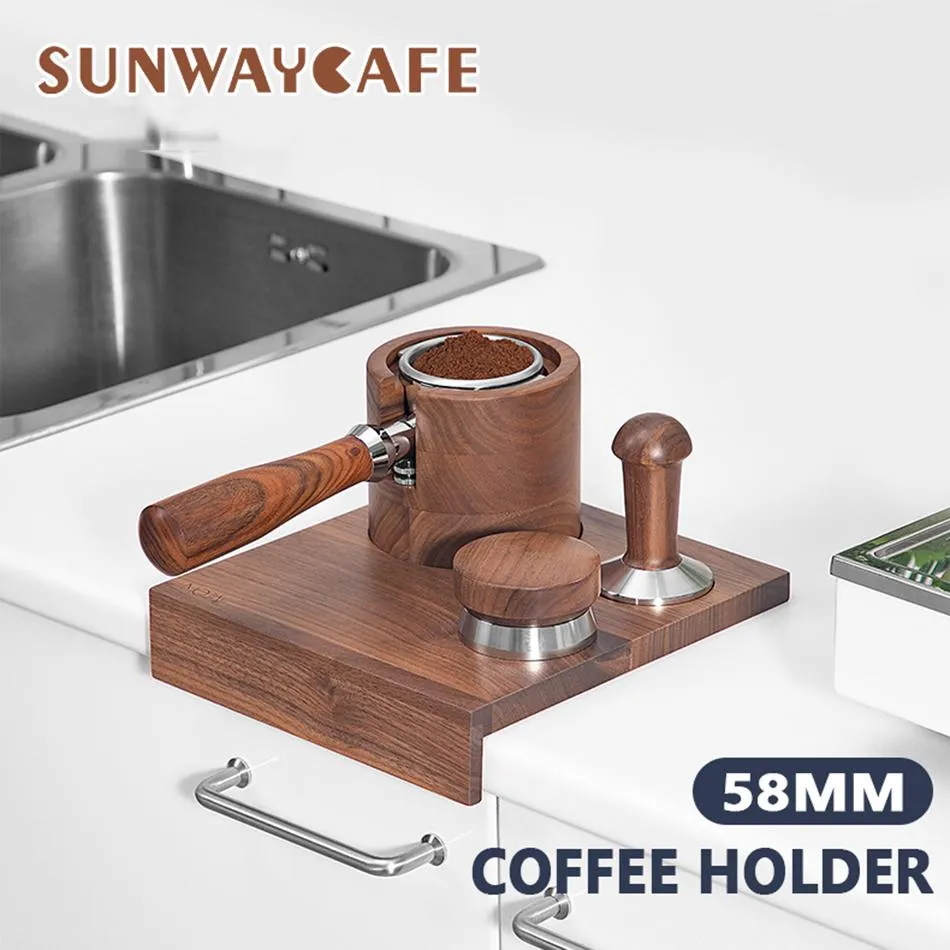 Gereedschap 58mm Hout Koffiefilter Sabotage Houder Espresso Sabotage Mat Stand Koffiezetapparaat Ondersteuning Basisrek Koffie Accessoires voor barista