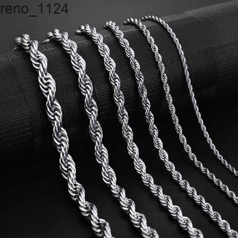 Flynee Fashion Luxury Men Women Plata 925 Sterling Silver 2/3/4mm Twist Necklace Chain Högkvalitativ Sterling Silver Rope Chain