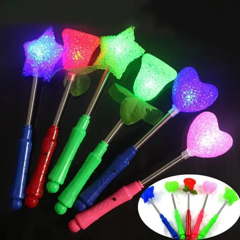 LED Glow Stick Light Up Ris Parted Spring Star Rose skakande glödpinne för fest bröllopsdekoration leksaker