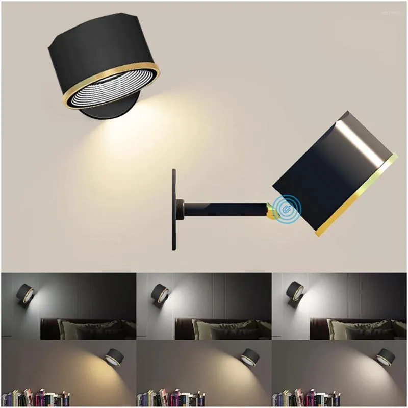 Lampade a parete Lettura Luce Dimmabile LED dimmerabile ricaricabile ricaricabile a 360 ° Magnetico a sfera a rotazione Morso comodino da comodino Night