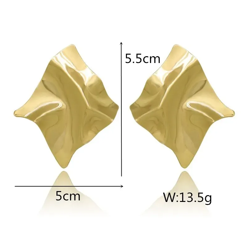 EK2126 Exaggerated Brand Gold Color Irregular Square Shiny Metal Big Drop Earrings Women Rhombus Punk Ear Party Jewelry