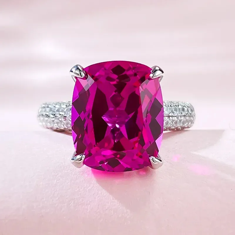 Anneaux de mariage Classic Ruby Diamond Ring 100 Real 925 Sterling Silver Party Band pour femmes hommes bijoux de fiançailles cadeau 231128