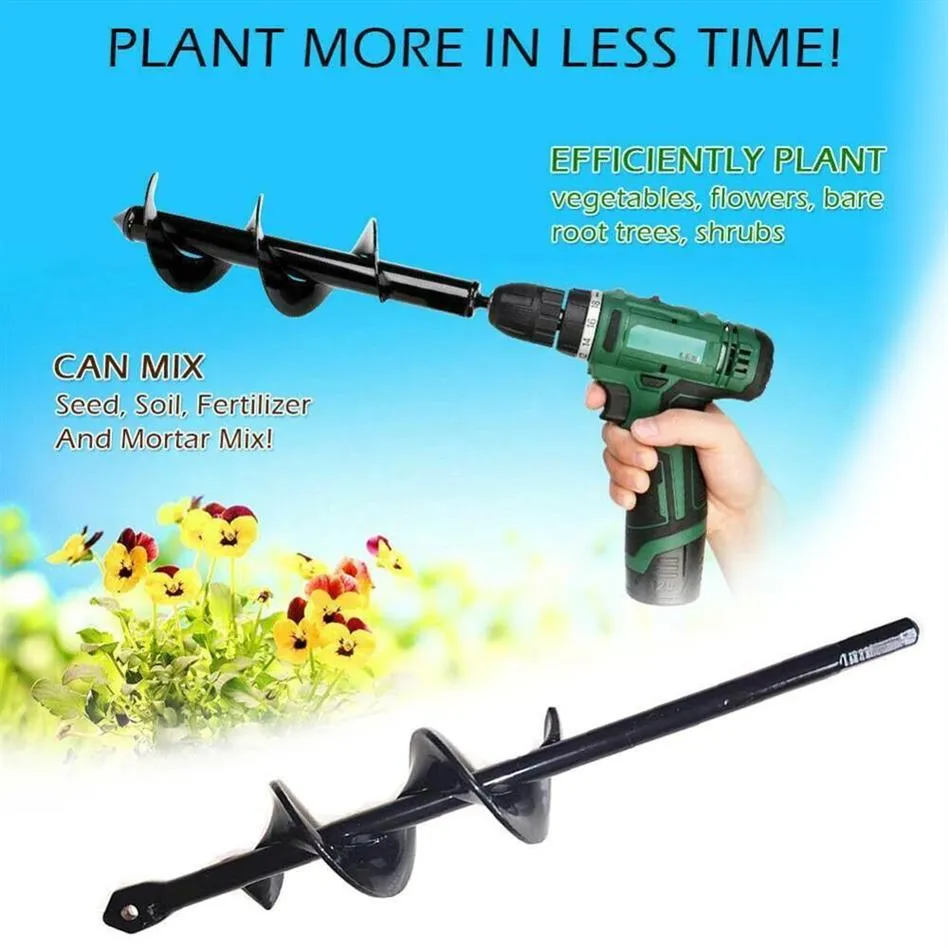 Spiralborrbithuvuden för att gräva hål Garden Auger Spiral Bit Hand Drill Electric Drill Bit bevattnande Planting269o