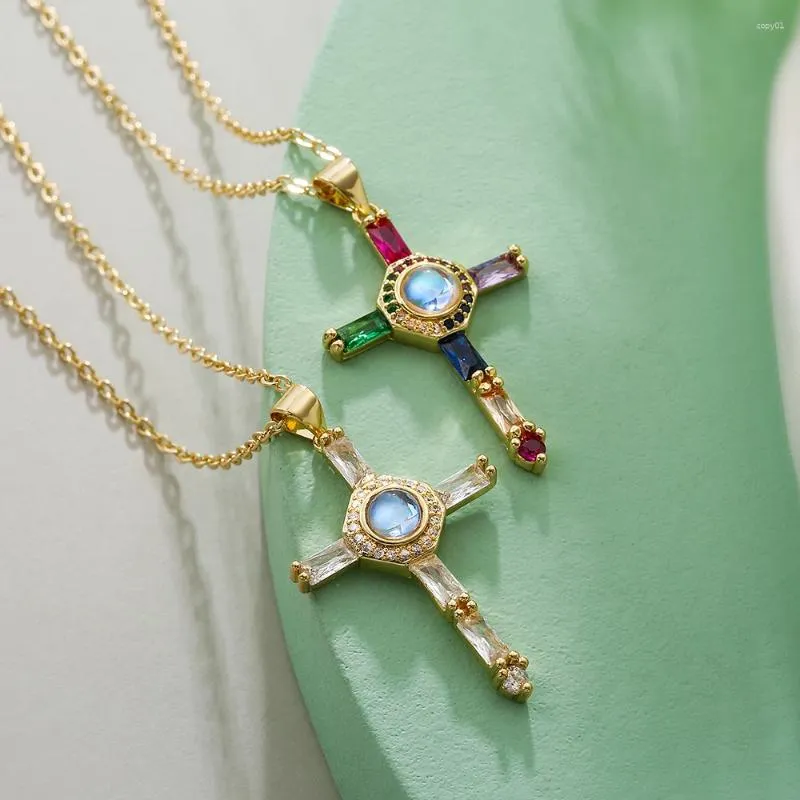 Pendant Necklaces Classical Stylish Cross For Women Girls Delicate Cubic Zirconia Accessories Party Wedding Jewelry Gift