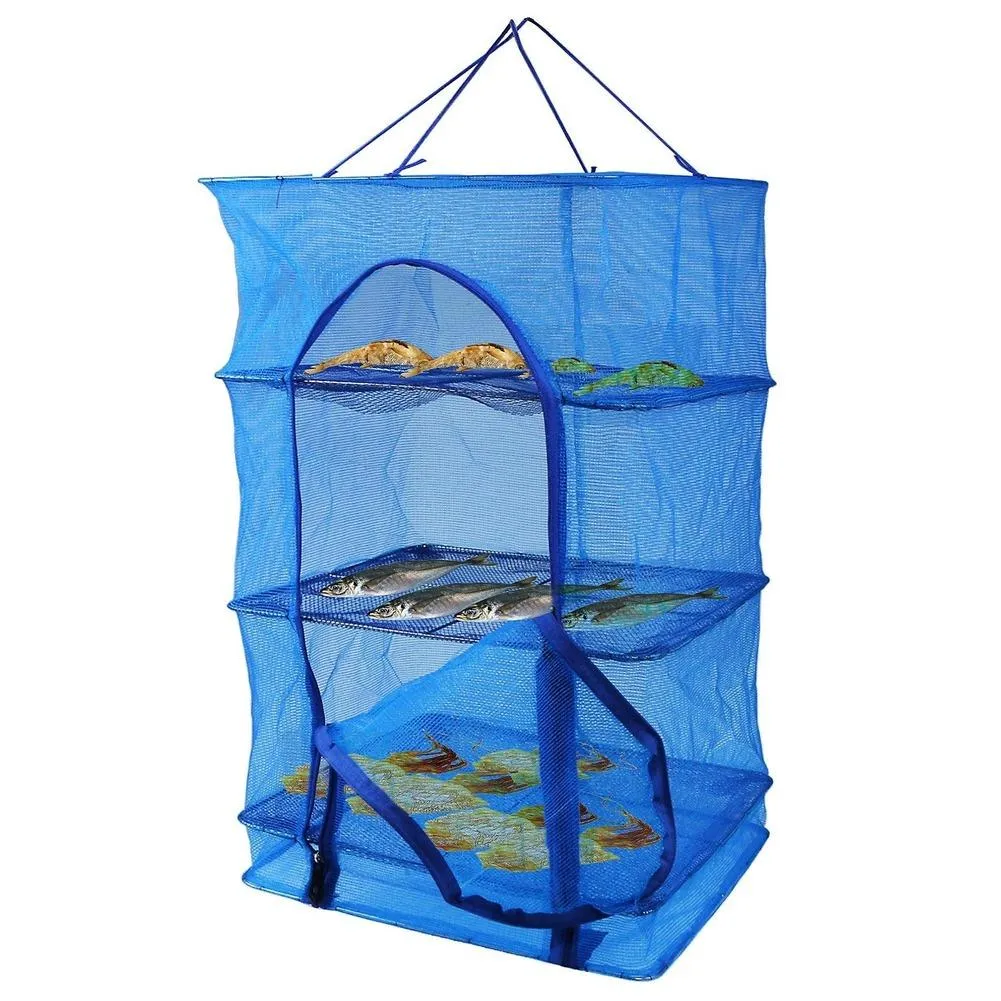 Organisation Fish Mesh Sèche Séchage Net Net Déshydrator Durable Pliage 4 couches Fish Vegetable Dishers Dryer Séchage Net Séchage