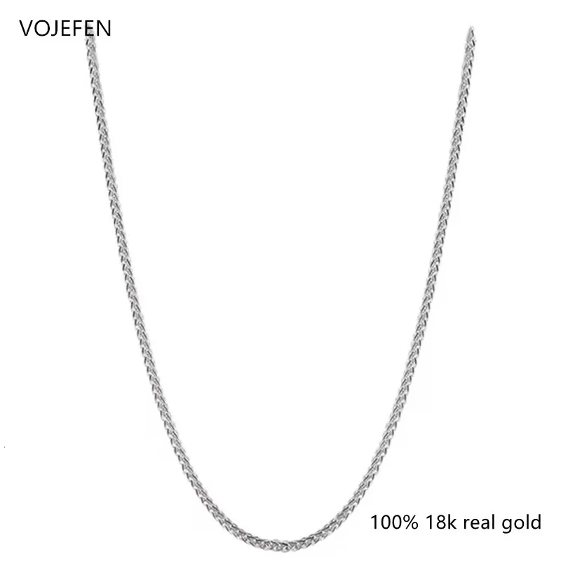 Vojefen echte 18 Karat Weißgold Halskette für Frauen Männer Twist Links Seil Kette Halsband Luxus Halsketten Modeschmuck 231129