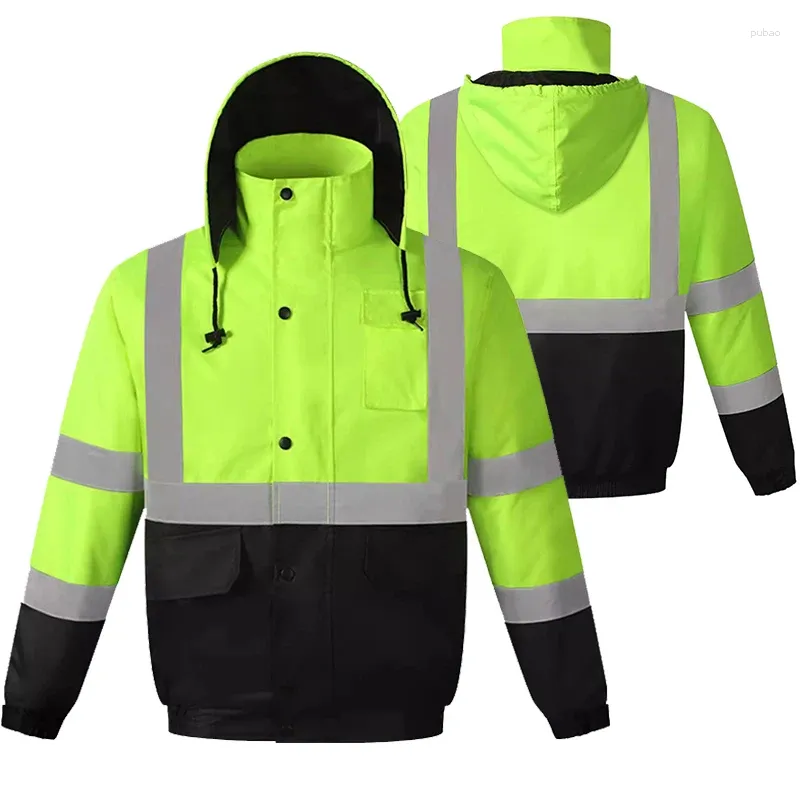 Motorcykelkläder HI Vis Construction Bomber Jackets Vattentäta med fickor och blixtlås Reflekterande Vintersäkerhet Regnrock