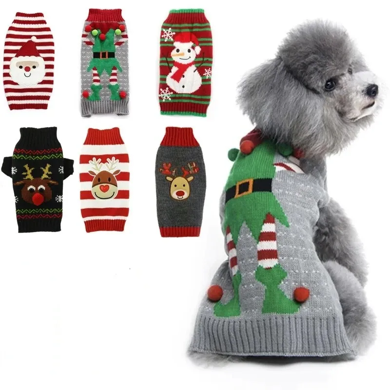 Vêtements pour chiens Vêtements d'hiver chauds pour chiens Vêtements de vacances de Noël Pull Outfit Manteau pour petits chiens moyens Chat Pet Costume de Noël Fournitures Année Cadeaux 231129