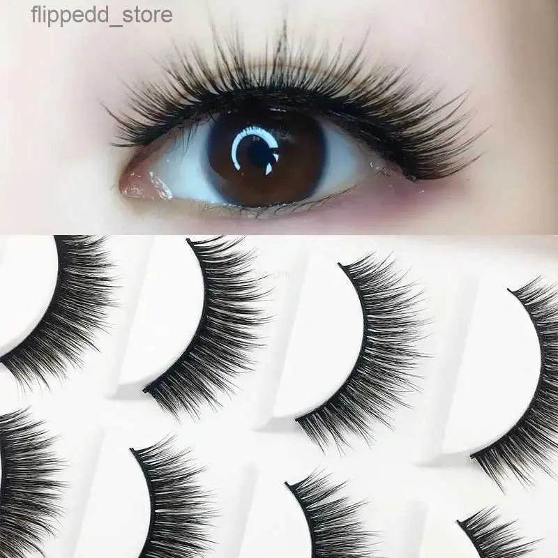 False Eyelashes YOKPN New Fashion Cotton 3d Stem Soft Natural False Eyelashes Thick Cross Multilayer Model Nude Makeup Fake Eyelashes 5 Pairs Q231129