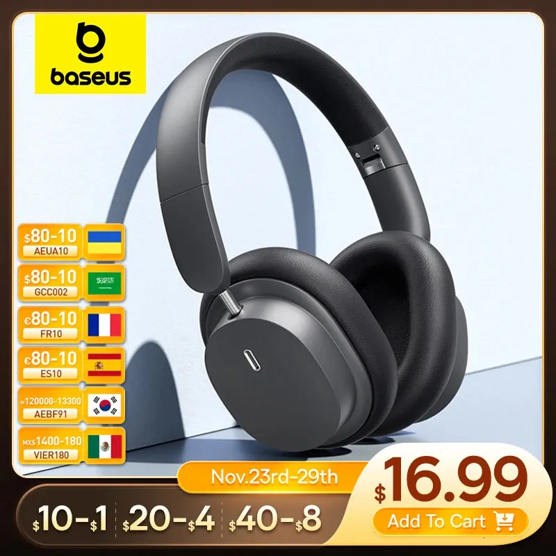 Baseus Bowie D05 casque sans fil Bluetooth 5.3 écouteur niveau HIFI casque 40mm pilote pliable sur l'oreille casque 70H temps 231128