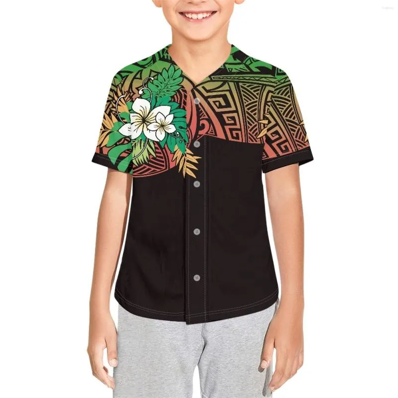 Casual shirts voor heren Polynesische tribal Samoan Totem Tattoo Samoa Prints Kids Baseball Jersey Hip Hop Gepersonaliseerde Sport T Tops For Boys Cadeau