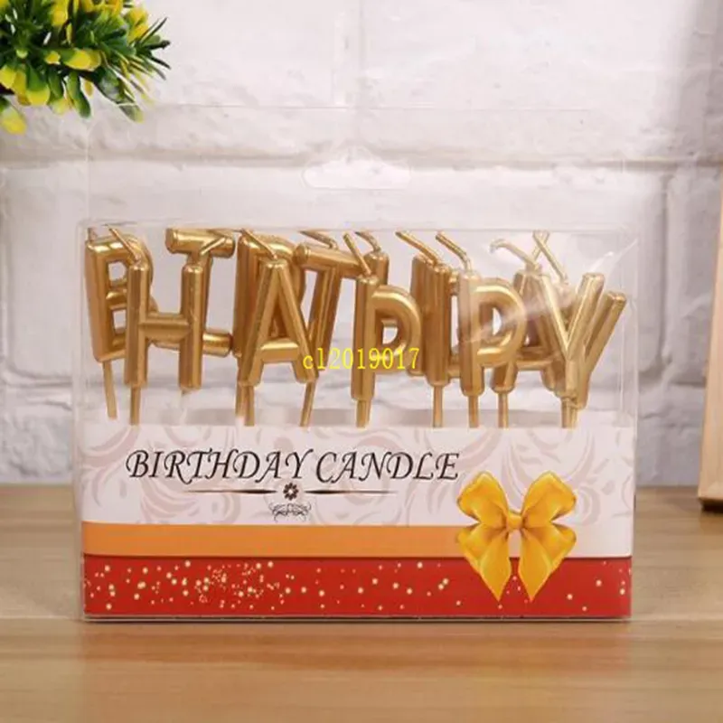 Gold Sliver Happy Birthday Letter Cake Birthday Party Festival Supplies Lovely Birthday Candles for Kitchen Baking Gift