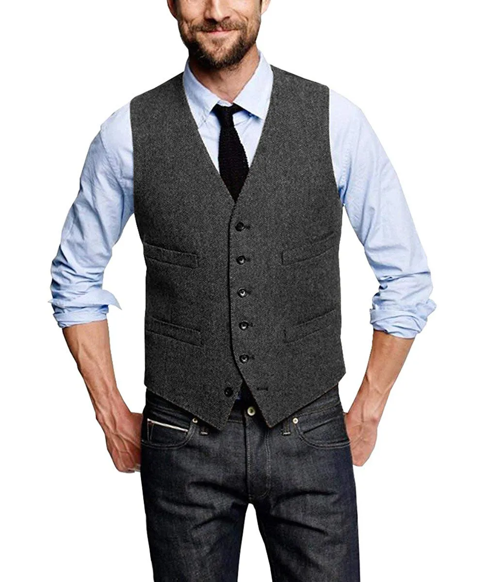 Frontwalk Mens Suit Vest Wool Tweed Sleeveless Jacket V Neck Waistcoat  Formal Slim Fit Coat Plaid Green XXXL - Walmart.com