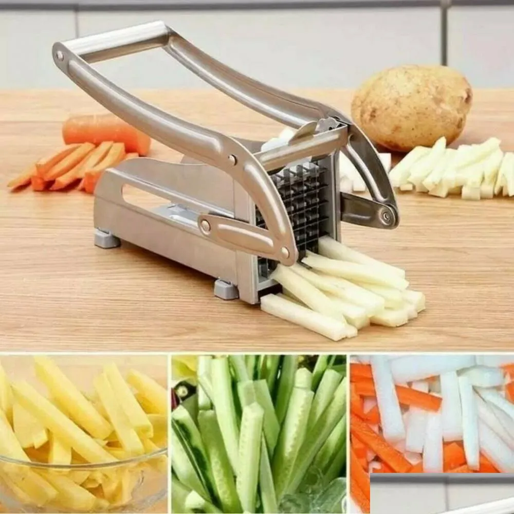 Fruit Vegetable Tools Stainless Steel Potato Cutter French Fries Slicer Hine Manual Convenient Kitchen Accessories 230728 Drop Del Dhxqz