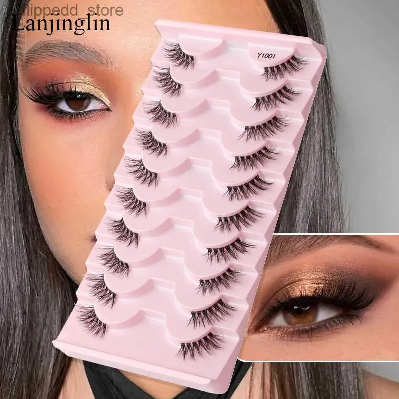 Faux cils Half Eey Lashes 3/5/10 paires de nouveaux faux cils de vison naturels Faux cils vaporeux moelleux Extension de cils maquillage demi-cils outil Q231129