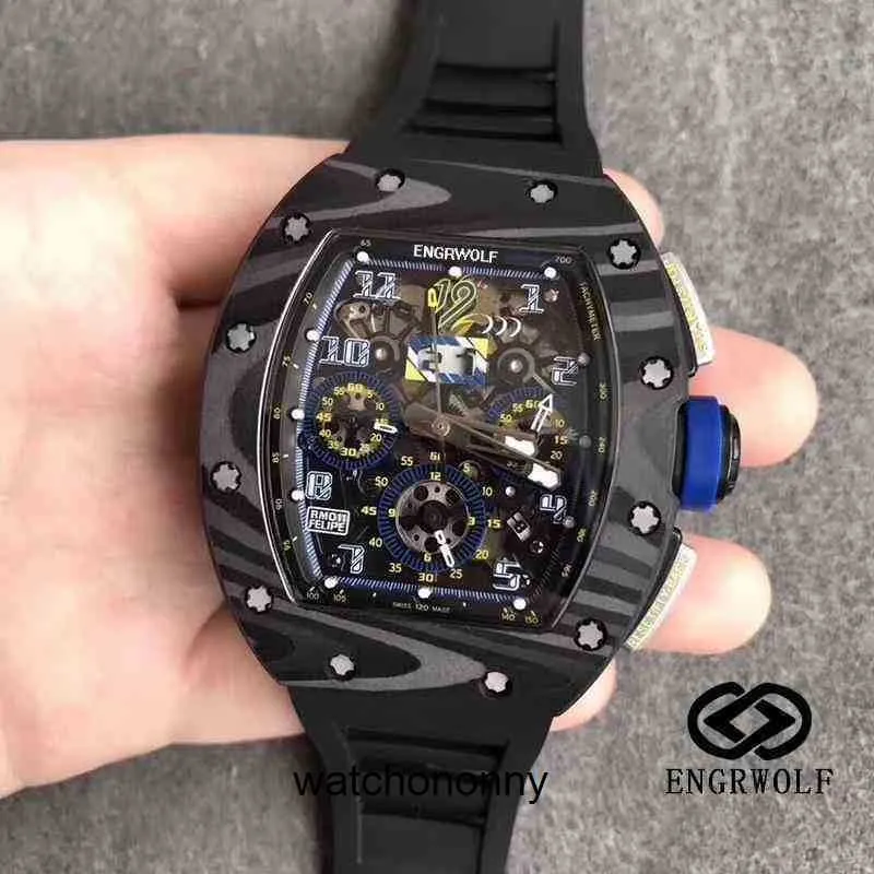 Engrwolf montre Richa Mill r Rm011 série 7750 chronométrage automatique mécanique bande noire montre pour hommes EW56