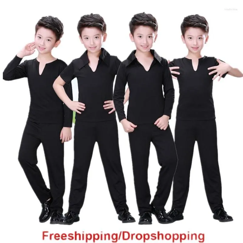 Stage Wear 2023 S Boy Kids Latin Dance Dress Top Pants Suit Rumba Samba Ballroom Professional Children Costume Clothes For Dancing