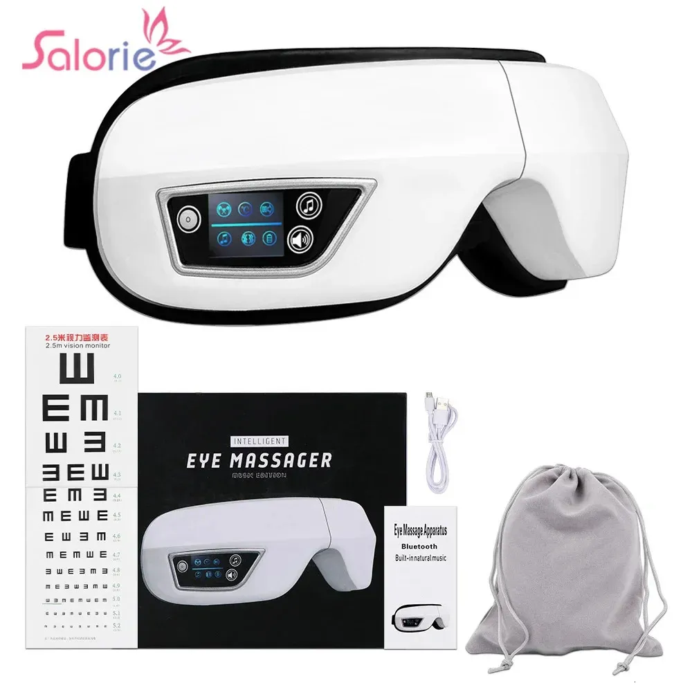Ansiktsvårdsenheter Eye Massager Smart Airbag Vibration Eye Care Instrument uppvärmning Bluetooth Musik lindrar trötthet och mörka cirklar rynka bort 231128