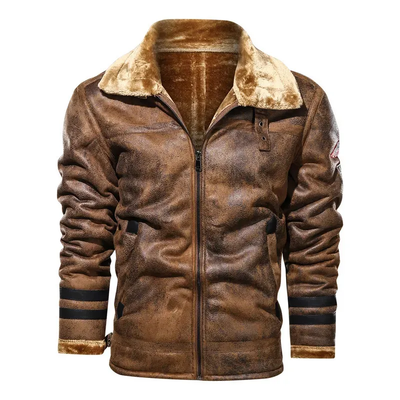 Jaqueta de couro falso dos homens jaquetas táticas outwear casacos de lã pele interior blusão inverno grosso quente militar bombardeiro plutônio 231129