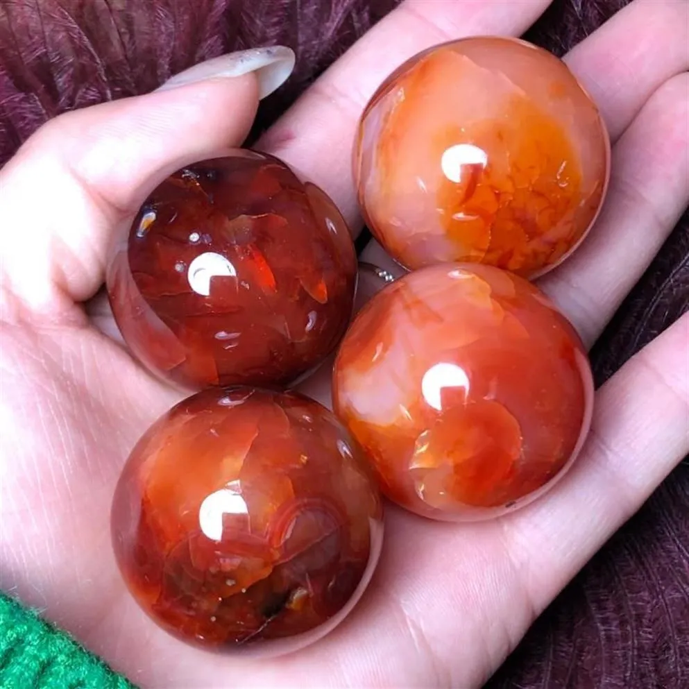 Natural Gemstone Red Agate Figures Carnelian Sphere Crystal Ball Reiki Globe Home Decory Decorative Objects Figurines1955