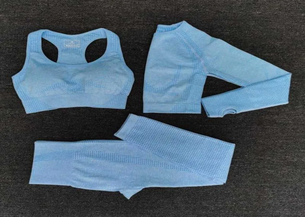 2020 Nowe kobiety bezproblemowo zestaw jogi fitness garnitury gimnastyczne tkaniny długie rękawy koszule wysokie talia