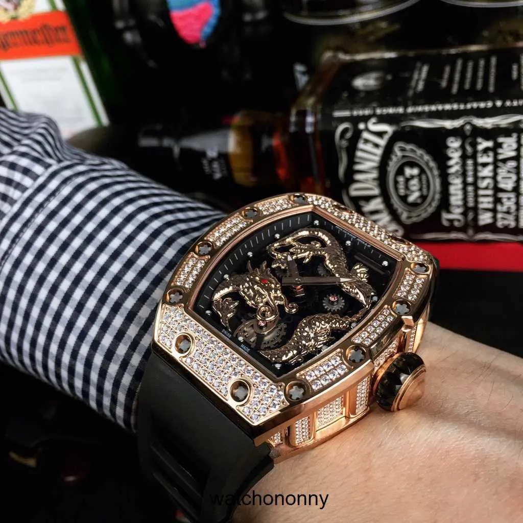 Ontwerper Ri mliles Luxe horloges Automatisch mechanisch horloge Richa Milles Zwitsers uurwerk Saffierspiegel Geïmporteerde rubberen horlogeband Heren sportmerkhorloges FAWC