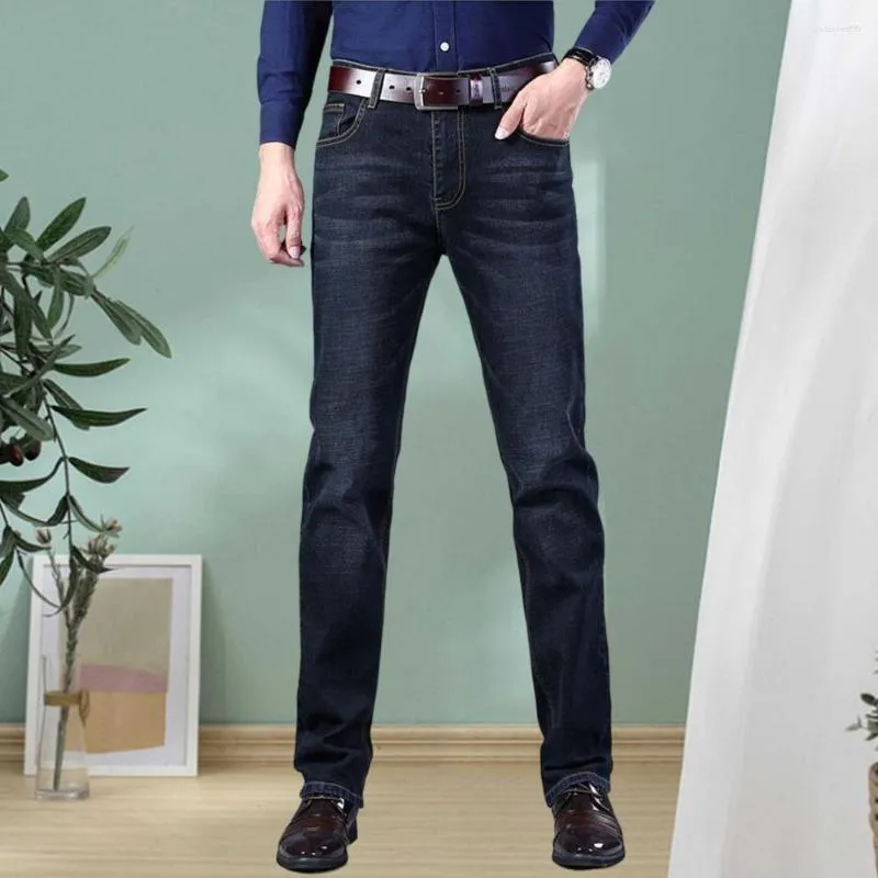 Jeans masculinos homens médios da cintura lacrime diariamente vestem roupas puras de primavera no verão de roupas masculinas