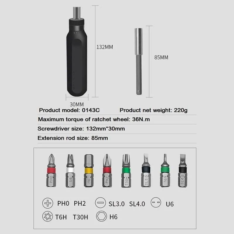 Schroevendraaier 9 in 1新しいラチェットドライバーセットエクステンションロッドマニュアルツールコンピュータ携帯電話修理磁気ドライバー