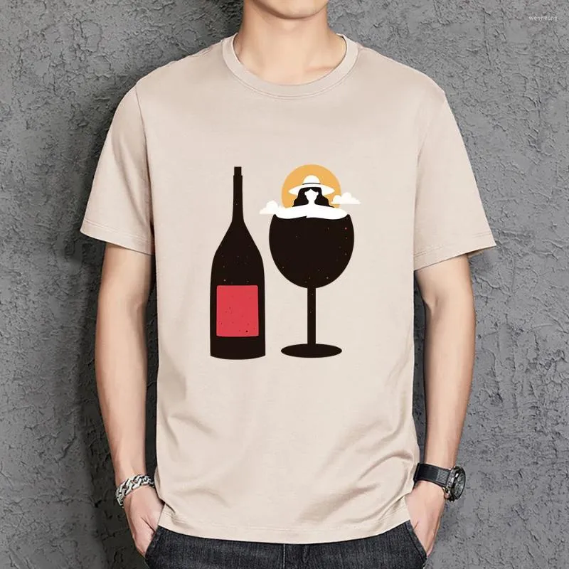 Men's T Shirts The Frequent Hair Girl In Wine Glass Men'S T-Shirt Cotton O-Neck Tshirt Casual Quality Tee Chic Loose Man Clothing