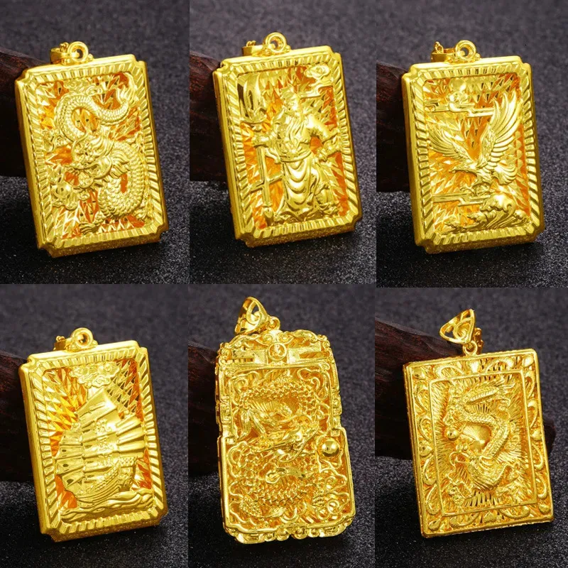 المخاخات الأصلية 18K Gold Dragon Eagle Hollow قلادة قلادة للنساء بدون سلسلة هدايا مجوهرات راقية 231129